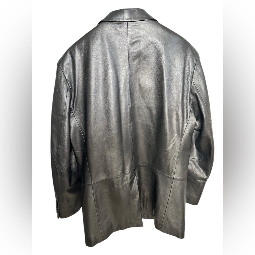Alfani Black Genuine Leather Blazer Jacket Men’s 40R - Picture 2 of 9